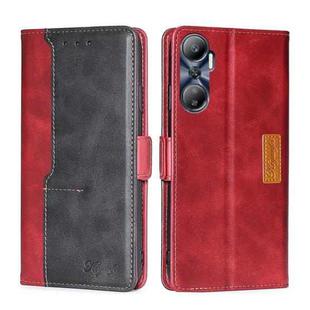 For Infinix Hot 20 4G Contrast Color Side Buckle Leather Phone Case(Red + Black)