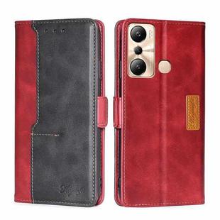 For Infinix Hot 20i Contrast Color Side Buckle Leather Phone Case(Red + Black)
