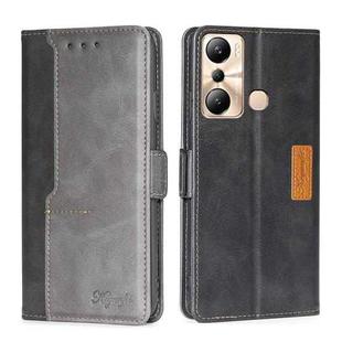 For Infinix Hot 20i Contrast Color Side Buckle Leather Phone Case(Black + Grey)