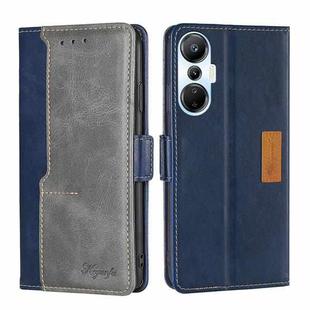 For Infinix Hot 20s Contrast Color Side Buckle Leather Phone Case(Blue + Grey)