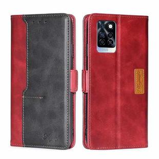 For Infinix Note 10 Pro Contrast Color Side Buckle Leather Phone Case(Red + Black)