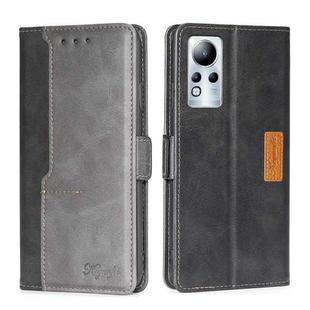 For Infinix Note 11 Contrast Color Side Buckle Leather Phone Case(Black + Grey)