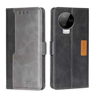 For Infinix Note 12 Pro 4G Contrast Color Side Buckle Leather Phone Case(Black + Grey)