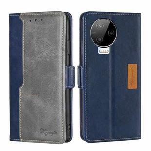 For Infinix Note 12 Pro 4G Contrast Color Side Buckle Leather Phone Case(Blue + Grey)
