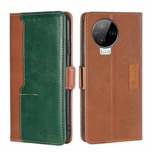 For Infinix Note 12 Pro 4G Contrast Color Side Buckle Leather Phone Case(Light Brown + Green)