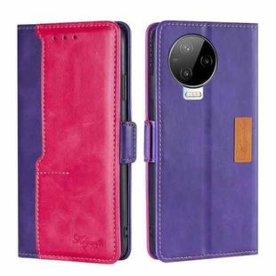 For Infinix Note 12 Pro 4G Contrast Color Side Buckle Leather Phone Case(Purple + Rose Red)