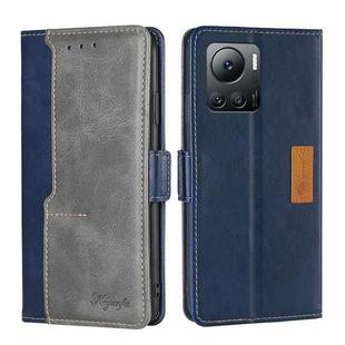 For Infinix Note 12 VIP Contrast Color Side Buckle Leather Phone Case(Blue + Grey)