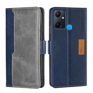 For Infinix Smart 6 Plus Contrast Color Side Buckle Leather Phone Case(Blue + Grey)