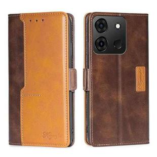 For Infinix Smart 7 Contrast Color Side Buckle Leather Phone Case(Dark Brown + Gold)