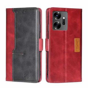 For Infinix Zero 20 Contrast Color Side Buckle Leather Phone Case(Red + Black)