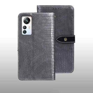 For Blackview A85 idewei Crocodile Texture Leather Phone Case(Grey)