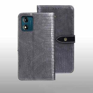 For Motorola Moto E13 idewei Crocodile Texture Leather Phone Case(Grey)