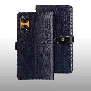 For OPPO Reno8 T 4G idewei Crocodile Texture Leather Phone Case(Dark Blue)