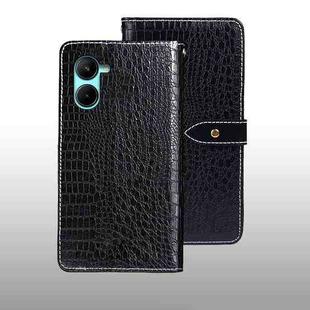 For Realme C33 2023 idewei Crocodile Texture Leather Phone Case(Black)