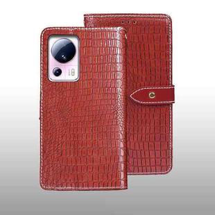 For Xiaomi 13 Lite idewei Crocodile Texture Leather Phone Case(Red)