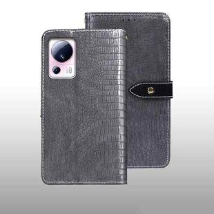 For Xiaomi 13 Lite idewei Crocodile Texture Leather Phone Case(Grey)