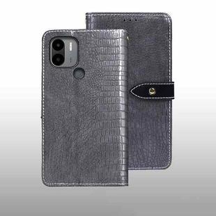 For Xiaomi Poco C51 idewei Crocodile Texture Leather Phone Case(Grey)