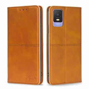 For TCL 403 Cow Texture Magnetic Horizontal Flip Leather Phone Case(Light Brown)