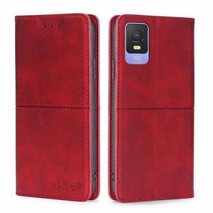 For TCL 403 Cow Texture Magnetic Horizontal Flip Leather Phone Case(Red)