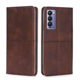 For Tecno Camon 18 / 18 P Cow Texture Magnetic Horizontal Flip Leather Phone Case(Dark Brown)