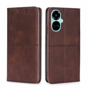 For Tecno Camon 19 / Camon 19 Pro Cow Texture Magnetic Horizontal Flip Leather Phone Case(Dark Brown)