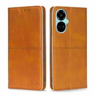 For Tecno Camon 19 / Camon 19 Pro Cow Texture Magnetic Horizontal Flip Leather Phone Case(Light Brown)