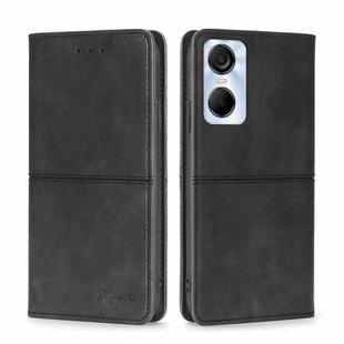 For Tecno Pop 6 Pro Cow Texture Magnetic Horizontal Flip Leather Phone Case(Black)