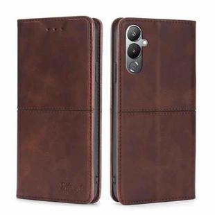 For Tecno Pova 4 Cow Texture Magnetic Horizontal Flip Leather Phone Case(Dark Brown)