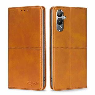 For Tecno Pova 4 Cow Texture Magnetic Horizontal Flip Leather Phone Case(Light Brown)