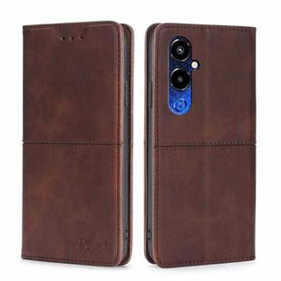 For Tecno Pova 4 Pro Cow Texture Magnetic Horizontal Flip Leather Phone Case(Dark Brown)