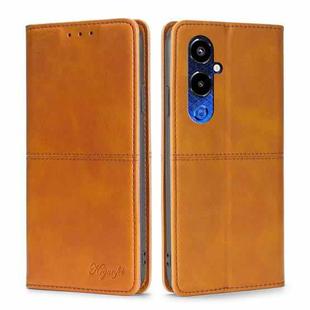 For Tecno Pova 4 Pro Cow Texture Magnetic Horizontal Flip Leather Phone Case(Light Brown)