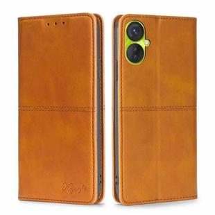For Tecno Spark 9 Pro Cow Texture Magnetic Horizontal Flip Leather Phone Case(Light Brown)