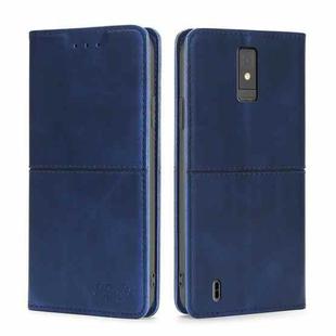 For ZTE Blade A32 Cow Texture Magnetic Horizontal Flip Leather Phone Case(Blue)