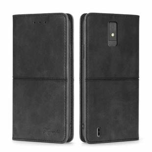 For ZTE Blade A32 Cow Texture Magnetic Horizontal Flip Leather Phone Case(Black)