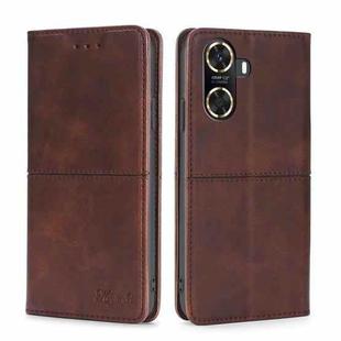For Huawei Enjoy 60 Cow Texture Magnetic Horizontal Flip Leather Phone Case(Dark Brown)