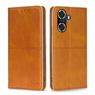 For Huawei Enjoy 60 Cow Texture Magnetic Horizontal Flip Leather Phone Case(Light Brown)