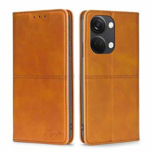 For OnePlus Ace 2V 5G Cow Texture Magnetic Horizontal Flip Leather Phone Case(Light Brown)