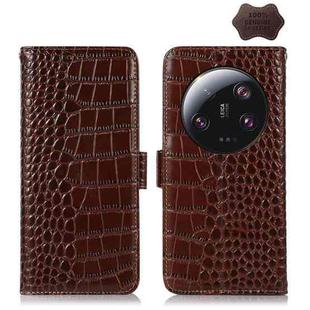 For Xiaomi 13 Ultra Crocodile Top Layer Cowhide Leather Phone Case(Brown)