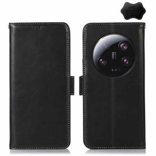 For Xiaomi 13 Ultra Crazy Horse Top Layer Cowhide Leather Phone Case(Black)
