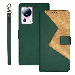 For Xiaomi 13 Lite idewei Two-color Splicing Leather Phone Case(Green)