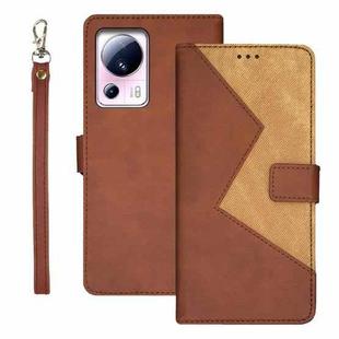 For Xiaomi 13 Lite idewei Two-color Splicing Leather Phone Case(Brown)