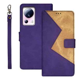 For Xiaomi 13 Lite idewei Two-color Splicing Leather Phone Case(Purple)