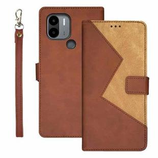 For Xiaomi Poco C51 idewei Two-color Splicing Leather Phone Case(Brown)