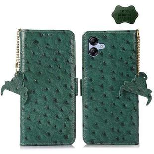 For Samsung Galaxy F14 5G Ostrich Pattern Genuine Leather RFID Phone Case(Green)