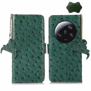 For Xiaomi 13 Ultra Ostrich Pattern Genuine Leather RFID Phone Case(Green)