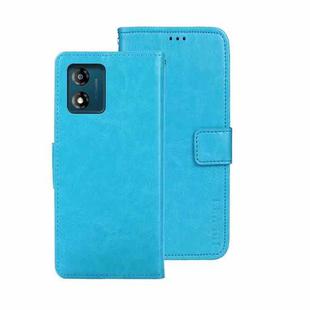 For Motorola Moto E13 idewei Crazy Horse Texture Leather Phone Case with Holder(Sky Blue)