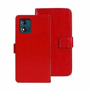 For Motorola Moto E13 idewei Crazy Horse Texture Leather Phone Case with Holder(Red)