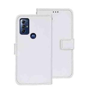 For Motorola Moto G Play 2023 idewei Crazy Horse Texture Leather Phone Case with Holder(White)