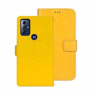 For Motorola Moto G Play 2023 idewei Crazy Horse Texture Leather Phone Case with Holder(Yellow)