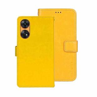 For OPPO Reno8 T 4G idewei Crazy Horse Texture Leather Phone Case with Holder(Yellow)